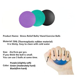 HAHAJAXG 3 Resistance Levels Hand Exercise Balls, Sticky Stress Relief Balls for Adults, Squeeze Balls for Physical Therapy, Hand Grip Strength Trainer, Wrist Forearm Finger Exerciser