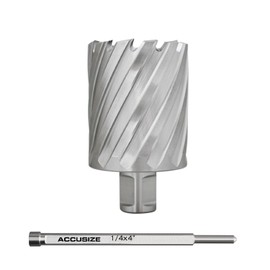 Accusize Industrial Tools 1 Pc 1-3/8'' Cutting Diameter x 2'' Cutting Depth H.S.S. Annular Cutter Plus 1 Pilot Pin, 3/4'' Weldon Shank, 2081-2027Pin
