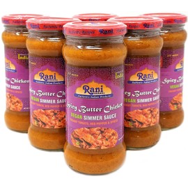 Rani Spicy Butter Chicken Vegan Simmer Sauce 14oz (400g) Glass Jar, Pack of 5 +1 FREE ~ Easy to Use | Vegan | No Colors | All Natural | NON-GMO | Gluten Free | Indian Origin