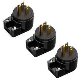 [3-Pack] Right Angle Nema 5-15P 15A 125V AC Plug, ETL Listed Easy Assembly 90 Degree USA Canada Male DIY Rewirable 8 Directions Adjustable AC Connector