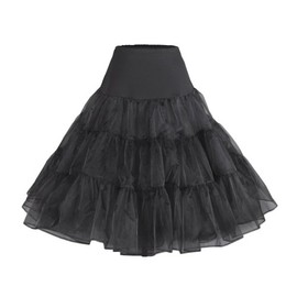 Flora 50s Vintage Rockabilly Retro Swing Petticoat,27" Length Black Skirt