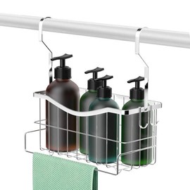 Shinkou Hanging Bathroom Rack, Lycklig 18/8 Stainless Steel, Shampoo Rack, Shower Rack, Hanging, Easy Installation, Approx. 11.4 x 4.7 x 5.1 inches (29 x 12 x 13 cm), Towel Hanger/Accessory Hook