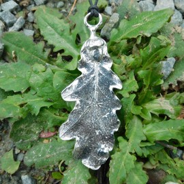 Hand Cast Oak Leaf with Acorn Pendant in Pewter, pewter