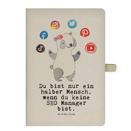 Mr. & Mrs. Panda DIN A5 Baumwoll Notizbuch SEO Manager Herz - Geschenk, Eintragebuch, Journal, Ausbildung, Schreibheft, Notizen, Skizzenbuch, Digital
