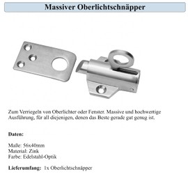 Skylight Catch Spring Latch Window Lock Stainless Steel Look, silver