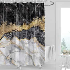 Hipposama Modern Marble Shower Curtain, 72" W x 72" L, Waterproof Polyester Fabric Shower Curtain for Bathroom with Hooks, Housewarming Gift Ideas for New Home