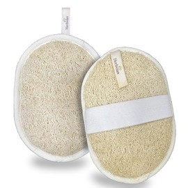 Herbvian Vietnamese Natural Loofah Exfoliating Body Scrubber Pads, 100% Plant-Based Shower Luffa Sponge, Bath Loofah for Women Men, 2-Pack