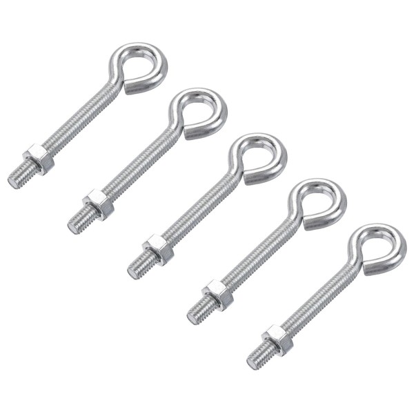 uxcell Eye Bolt Eye Hook Screw Kit M6x50mm Carbon Steel