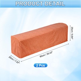 uxcell 2Pcs Stretch Armrest Covers, Chenille Soft Armchair Slipcovers Couch Recliner Arm Cover with Twist Pins for Chair Sofa Protector, Orange