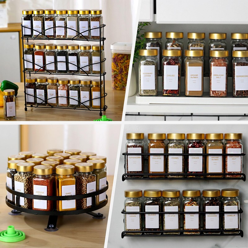 JARXSUN Glass Spice Jars with Label, 48 Pcs Spice Jars