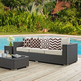 Hangood Waterproof Cushion Covers Outdoor Garden Geometry Set of 4pcs Throw Pillow Case Home Decorative Sofa Protectors Chair Living Room Brown 18"x18"