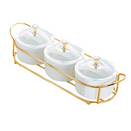 Ceramic 3 bowl with cover and seat, removable small bowl, nut tray set, suitable for holding dried fruits, fruits, nuts, snacks, suitable for parties, holiday gifts.