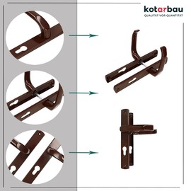 KOTARBAU® Pair of Handles 92 mm with Long Plate Brown for Profile Cylinder Modern Universal