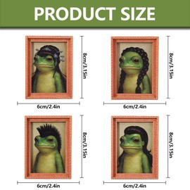 Funny Frog Fridge Magnets 4 Pcs Vintage Frog Refrigerator Magnets Fun Wooden Photo Frame Magnet Decorations for Fridge Magnetic Board Home Decor