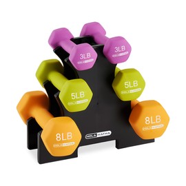 HolaHatha Neoprene Dumbbell Weights Set w/ Rack, Home Gym Equipment, 32 Lbs, Multicolor - Portable Weighted Exercise Dumbbells for Fitness, Training, and Lifting Workouts