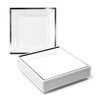 MATANA - 20 Square Plastic Small Dinner Party Plates, Silver