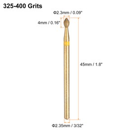 HARFINGTON 8pcs 325-400 Grits Diamond Grinding Bit 2.3mm Oval Head 2.35mm Shank 4mm Length Titanium Plated Stone Sanding Drill Bits Rotary Tool for Nails Grinding Polishing