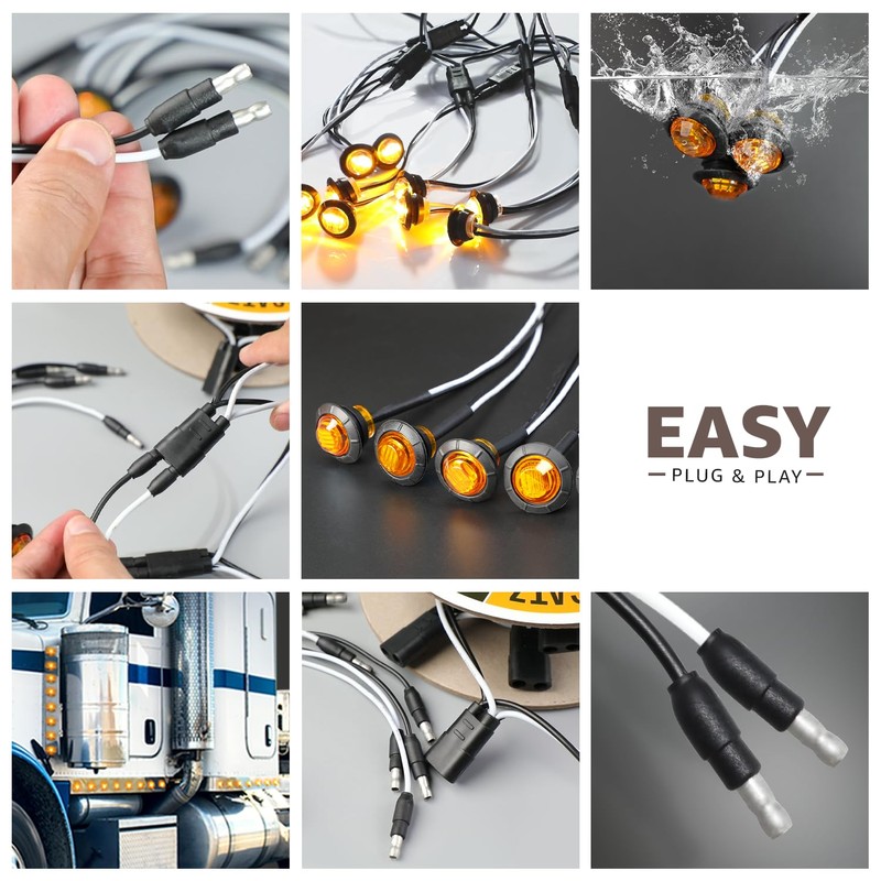 MADCATZ 20 Pcs 3/4" Mini Round Amber Side Marker Lights