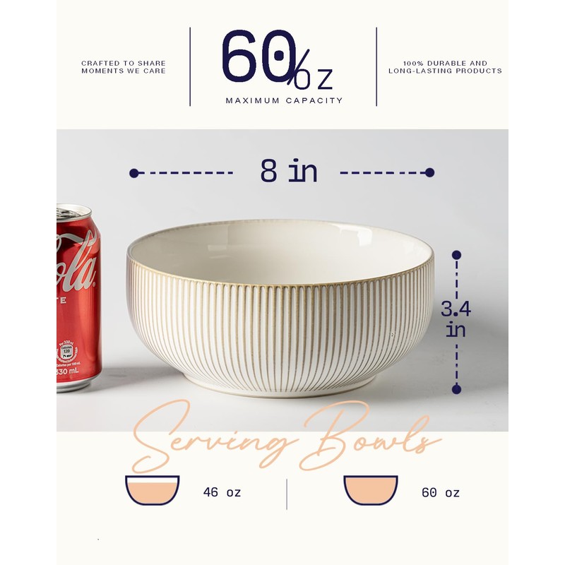 getstar Large Serving Bowls (8 inch & 60 fl oz),