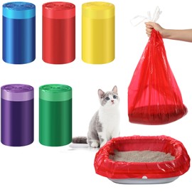 Tinlade 50 Count Jumbo Cat Litter Box Liners 39" x 22" Extra Large Colorful Drawstring Cat Litter Liners Heavy Duty Tear and Leak Resistant Cat Litter Trash Bags for Pet Cat Litter Tray