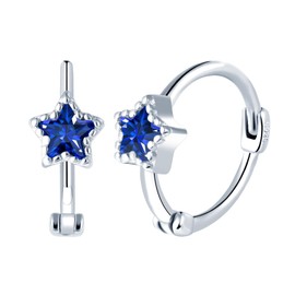 Yumilok Women's Hoop Earrings 925 Sterling Silver Cubic Zirconia Pentagram Star Women's Stud Earrings Huggie Piercing Cartilage for Women, Silver