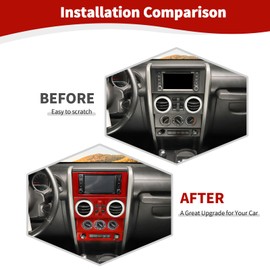 RT-TCZ for Wrangler JK Dashboard Center Console Control Panel Trim Cover Red for Jeep Wrangler JK JKU 2007-2010 Red Interior Accessories 4pcs