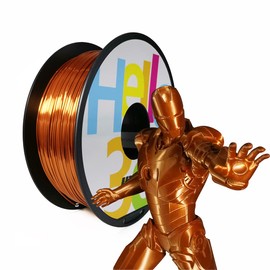 HELLO3D Silk Filament PLA 1.75mm，Shiny Silk Copper 3D Printer Filament，Dimensional Accuracy +/- 0.05 mm, Clog-Free Printing Filament for Most FDM Printer, Vacuum Packed，1 kg Spool(2.2lbs)