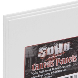 SoHo Artist Cotton Canvas All Media Panels - 10x10-3 Pack of Double Primed Cotton Acid-Free Panels Bonded Canvases for Paintings, Artwork and More