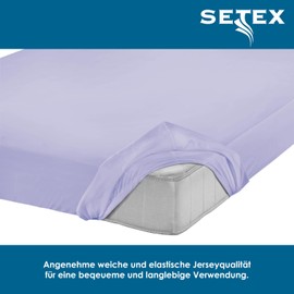 SETEX Breathable Jersey Fitted Sheet, Waterproof, 100% Cotton, Flat Sheet in Lilac, 140 x 200 - 160 x 200 cm Fitted Sheet