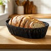 12 Pack Plastic Oval Basket, 12x6x2.36 Inch Black Wicker Bread