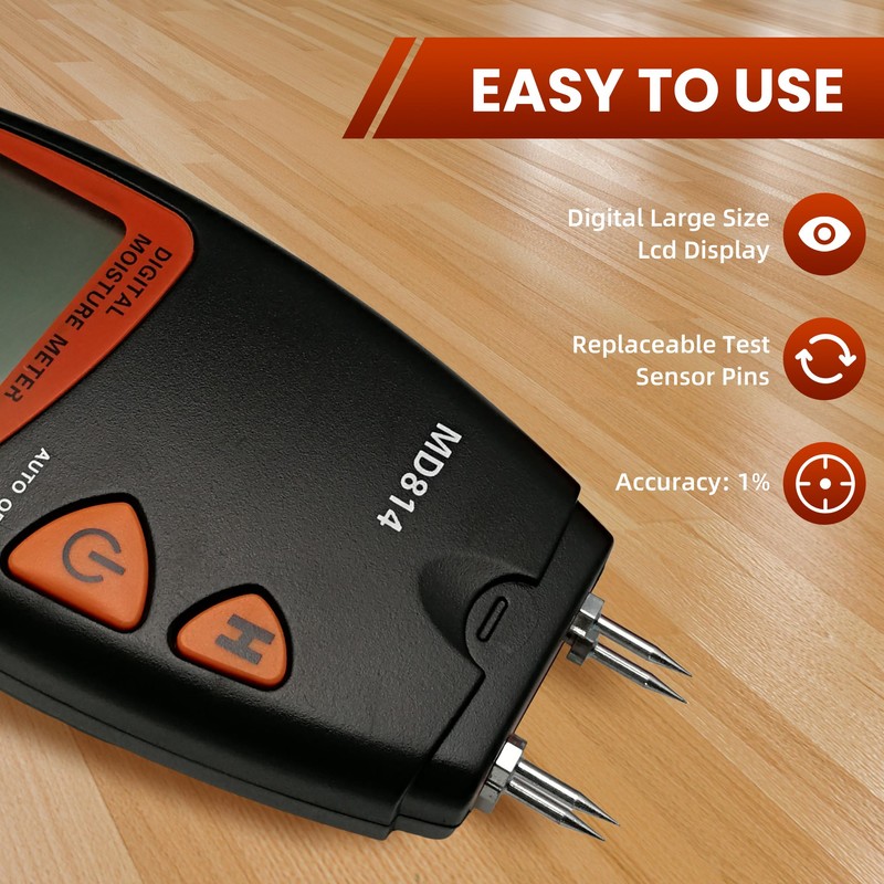 AMTAST Digital Wood Moisture Meter 4 Pin Accurate Moisture Meter