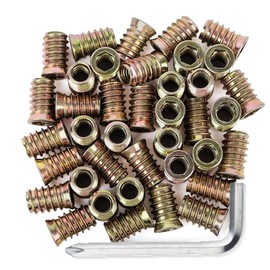 20pcs Threaded Inserts for Wood M4x10mm Hex Drive Furniture Screw in Nut, Carbon Steel Wood Inserts Bolt Fastener for Furniture Repair, Cabinet & DIY Projects