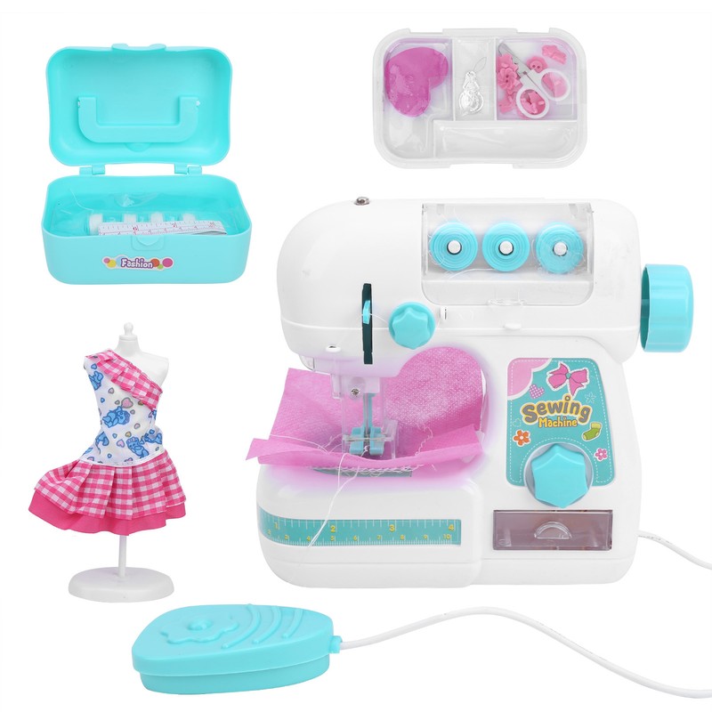 Kids Sewing Machine Toy Kit Portable W/Model Tape Scissor Threader
