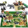 FRUSE Safari Animals Figures Toys w/ 57”x38.5”Jumbo Play Mat,12PCS Realistic