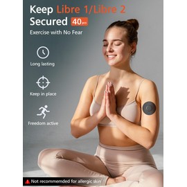 40 Pack Libre 2 Sensor Covers, Waterproof Skin-Friendly Freestyle Libre 2 Glucose Sensor Cover Long Lasting for 10-14 Days, No Glue in The Center by SUNMON (Black)