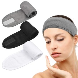 3 Unidades Spa Facial Diadema Cabeza, Head Wrap Tejido de Rizo, Ajustable, Banda de Toalla Suave, Diadema con Velcro, Banda Faciala para SPA, Baño, Cabello, Maquillaje, Yoga y Deporte