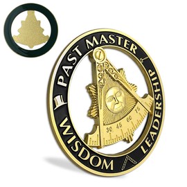 ASmileIndeep Past Master Masonic Car Emblem Black & Golden Mason Auto Decal
