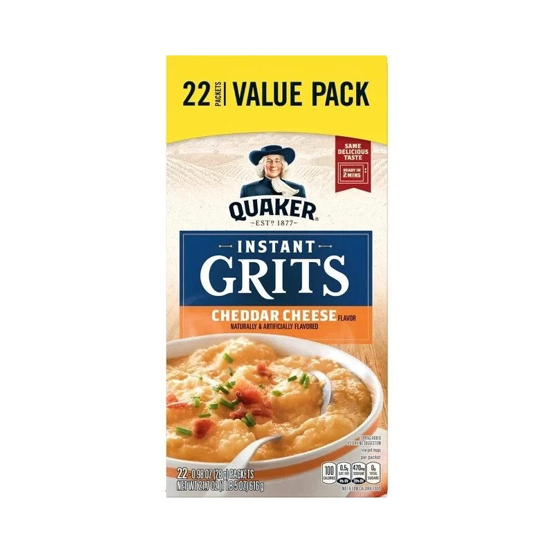 Quaker, Instant Grits, Cheddar Cheese, 0.99 Oz, 22 Packets