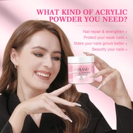 Saviland Acrylic Powder-150g Pink Nail Acrylic Powder Nail Art Powder for Acrylic Nails Large Capacity Nail Kit Acrylic Set for Nail Extension Strengthen Nail 3D Carving Long-Lasting