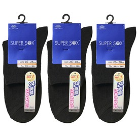 Okamoto 496800 496800 Super Socks Short Length 5.5 inches (14 cm) Socks Deodorizing, Black (Set of 3)