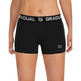 G Gradual - Pantalones cortos de compresión de elastano para mujer, 3 pulgadas/7 pulgadas, para entrenamiento profesional, Paquete de 3: bolsillos negros/negros/negros, X-Large