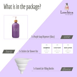 Loochica Purple Glass Kitchen Soap Dispenser, Detergent Dispenser or Dish Soap Dispenser for Kitchen Sink, Pink Soap Dispenser, Modern Lavender Decor Dish Soap Pump for Kitchen Organization