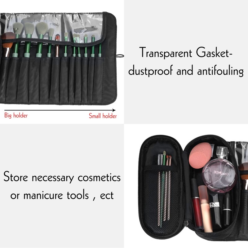 Portable Folding Makeup Brush Bag, Multifunctional Cosmetics Rolling Storage Case