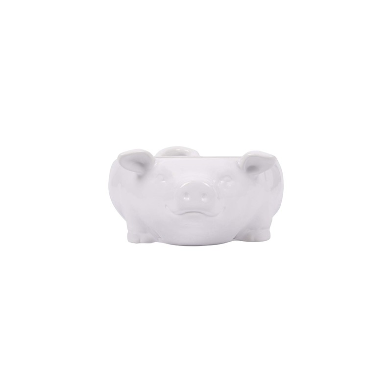 Creative Co-Op White Ceramic Pig Shaped Bowl