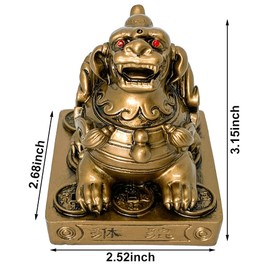 QINIZX Feng Shui Pi Yao/pixiu Wealth Porsperity Statue for Attract Wealth and Good Luck, Feng Shui Decor Fortune Business Interior Decoration Home Figurine Bi Xie Sculpture (2.5" L x 2.6" W x 3.1" H)