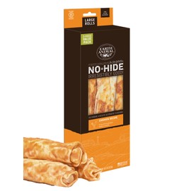 Earth Animal No-Hide Rolls Chicken Recipe Large Natural Rawhide Alternative Dog Chews | 3 Count Pack of 1