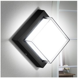 Tomourd Exterior Wall Lights, Modern Waterproof Outdoor Ceiling Wall Mount Lighting, Black Square Small Led Porch Light with Anti-Rust 6000K Daylight 12W for Garage, Entryway,House