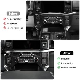 Linskip Audio & Climate Control Panel Cover Compatible with Ford F150 2021 2022 2023, Power Outlet & Mode & Trailer Controller Trim, Interior Accessories(Carbon Fiber Black)
