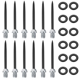 WELHAEPI Pack of 12 2BA Steel Darts Tips, Steel Tip with 2BA Thread, Metal Tips for Darts Conversion Soft Darts, Steel Dart Tips, Metal, with 30 Rubber Rings
