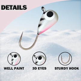 Skipaelf 10pcs Tungsten Ice Fishing Jigs UV Glow in Dark Ice Fishing Lures Sensitive Tungsten Tear Drop Ice Fishing Jig Head for Crappie Panfish Walleye 4mm